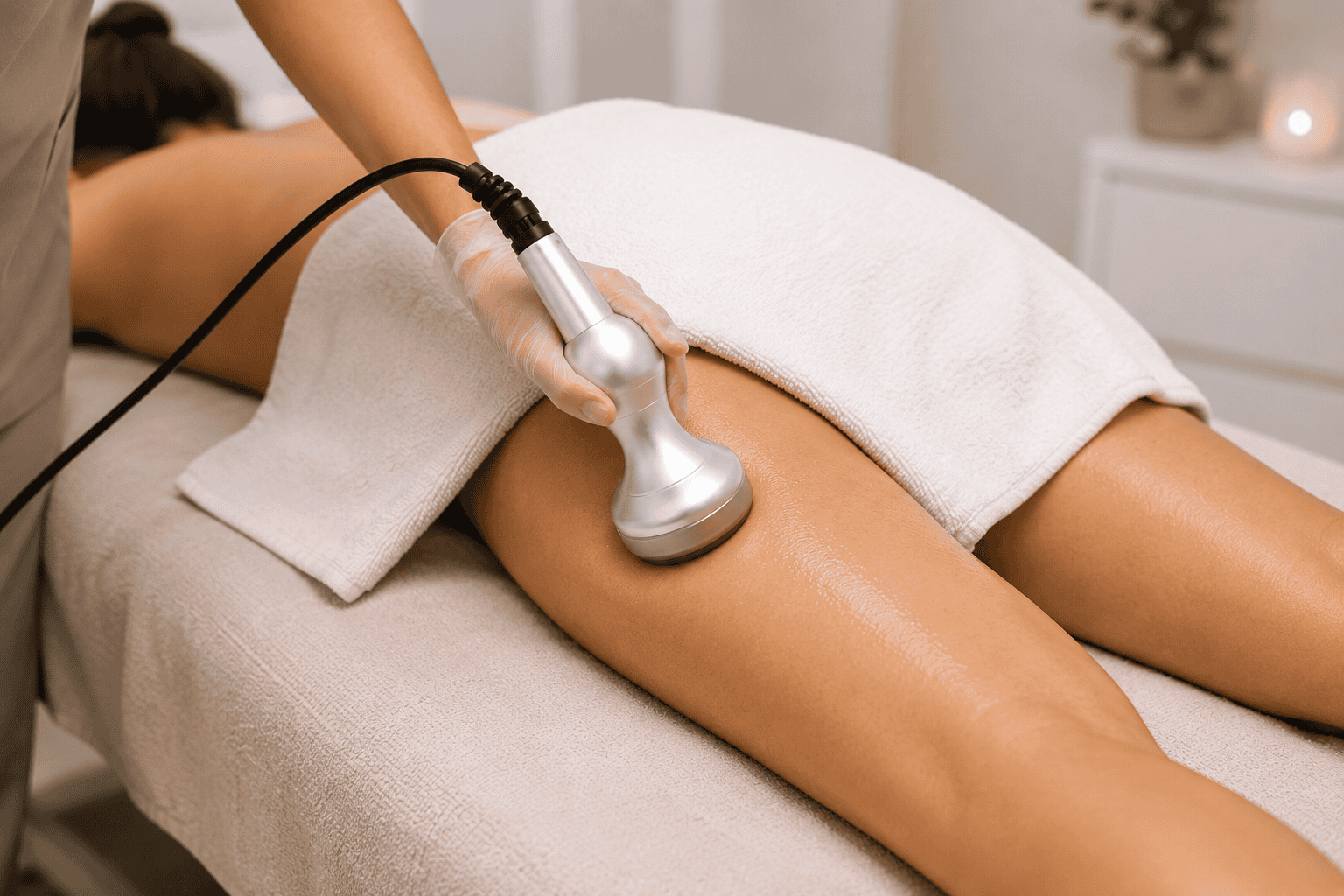 Vacuum Therapy treatment on the thigh